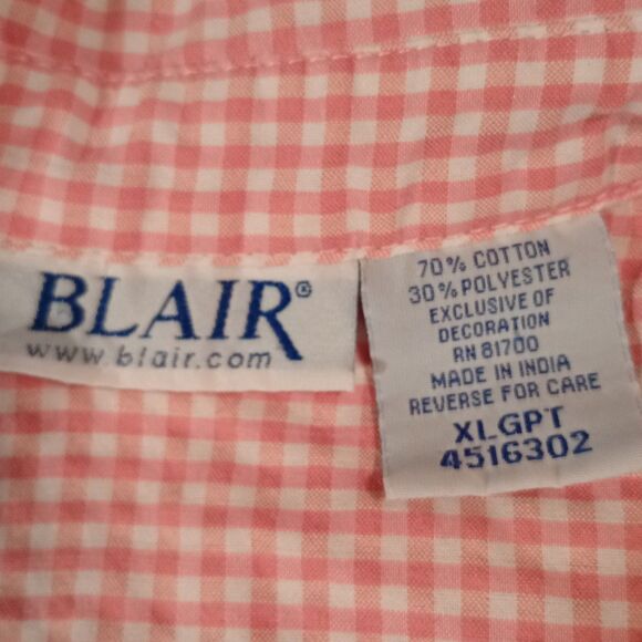 Lot of 2 Blair Women's Button Up Blouses XL Pink Purple Check Embroidered VTG - Picture 2 of 11
